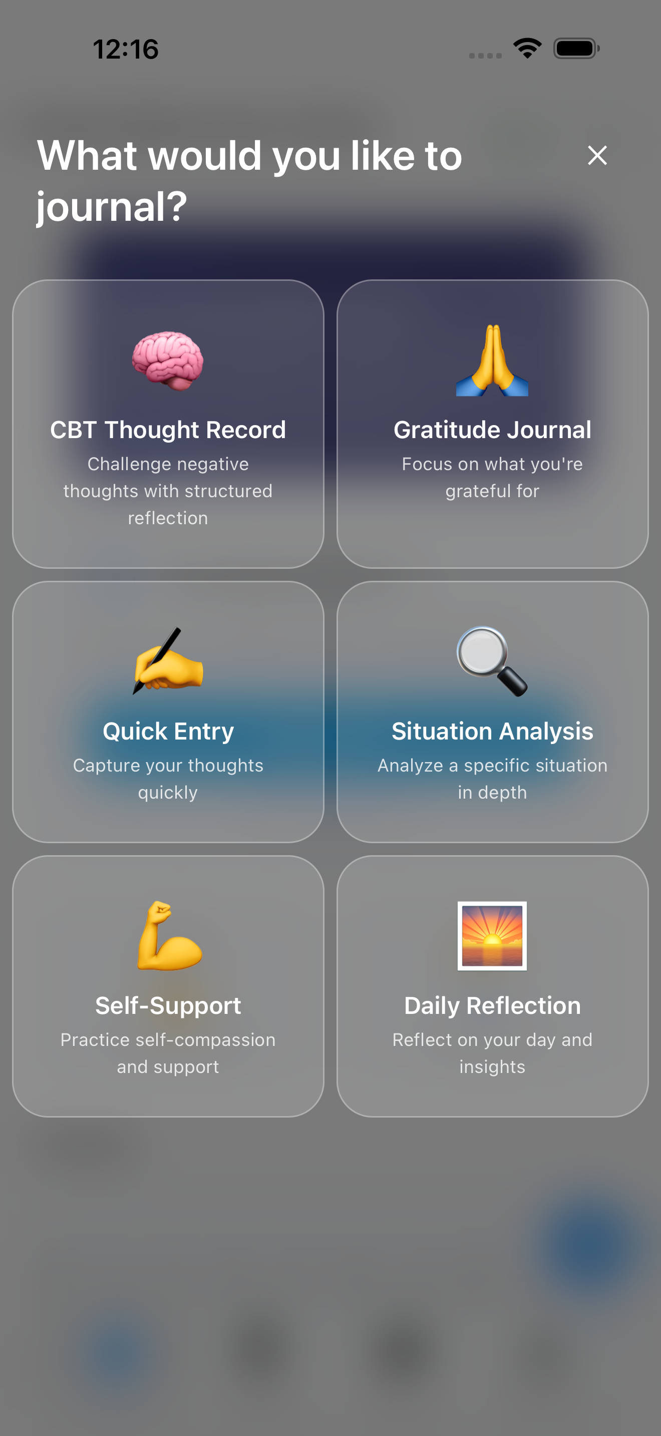 Six structured journal types to choose from